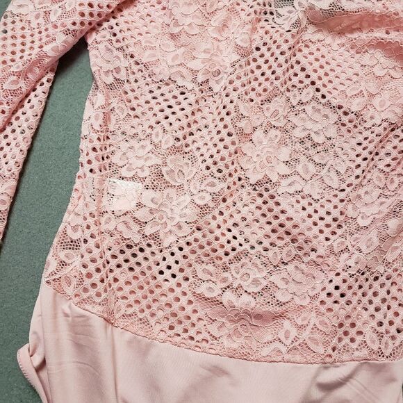 CBR blush pink lace long sleeve bodysuit Sz Large - Picture 8 of 10